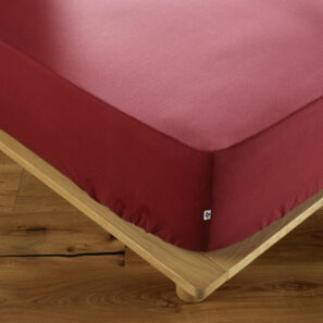 Drap housse 200 x 200 cm Coton 57 fils AMBRE Grenat